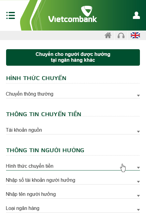 Giao diện internet banking 1