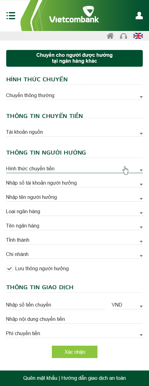 Giao diện internet banking 3